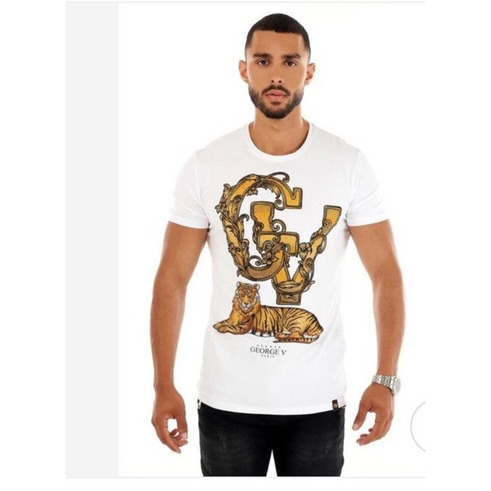 Avenue George V Paris Rare Tiger White Tee GV Tiger Size Large Designer Street